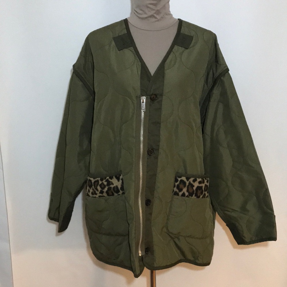 FIVE CM Oversized Quilted Jacket In Green Size Medium